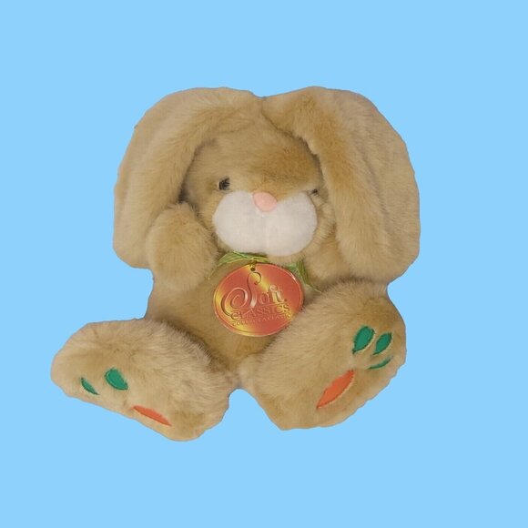 Vintage Soft Plush Bunny Classic With Carrot Accents Stuffed Animal 7 in - Picture 1 of 5